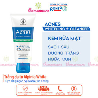 Sữa rửa mặt dưỡng trắng da - Acnes Pure White  x50 tuýp 100ml srm cleanser mờ nám, tàn nhang  Sữa Rửa Mặt Dưỡng Trắng Và Ngăn Ngừa Mụn Acnes Whitening+ Cleanser (100g)