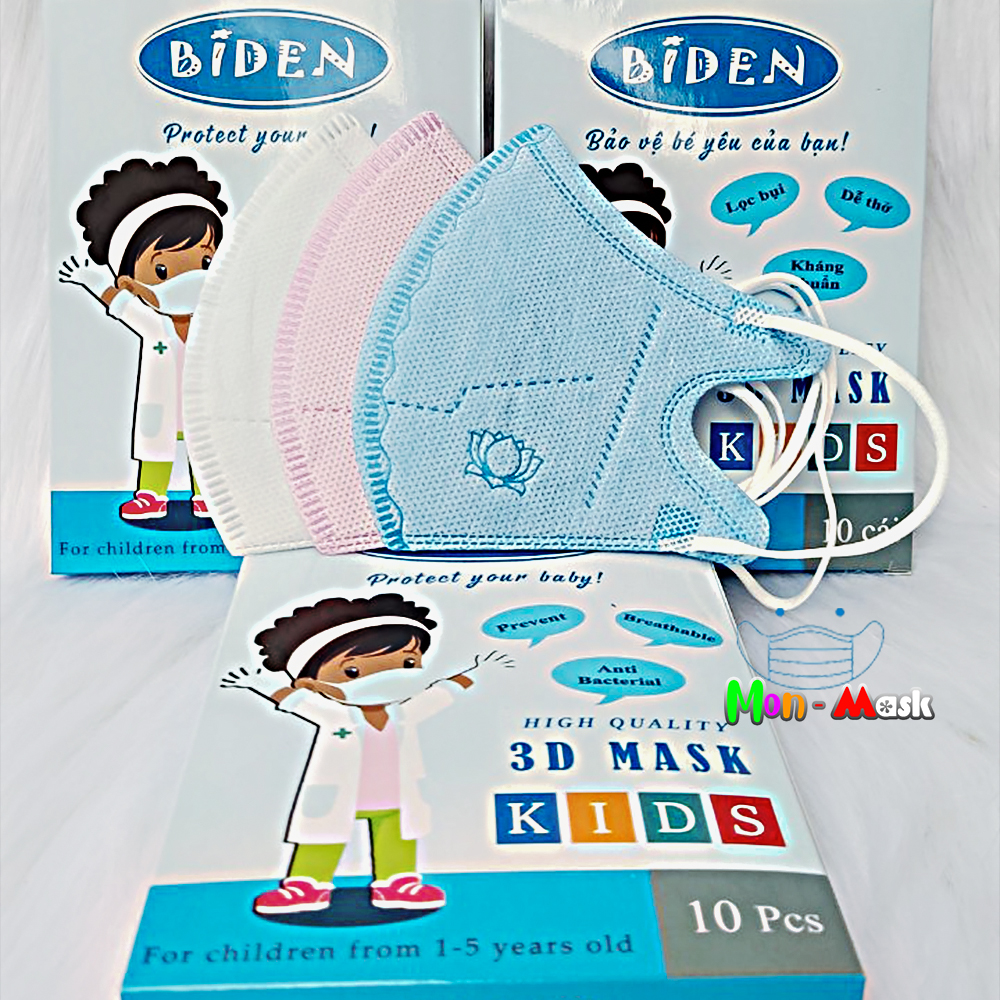 [HCM]Khẩu trang cho bé Set 10 khẩu trang trẻ em biden 3D- 5D cho bé 2-7 tuổi nhiều màu sắc bảo vệ hiệu quả đường hô hấp của bé mà không gây bí thở Baby