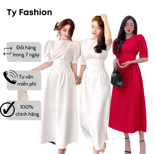Đầm trắng dự tiệc xòe bút chì tyfashion phù hợp dự tiệc dạo phố smlxl