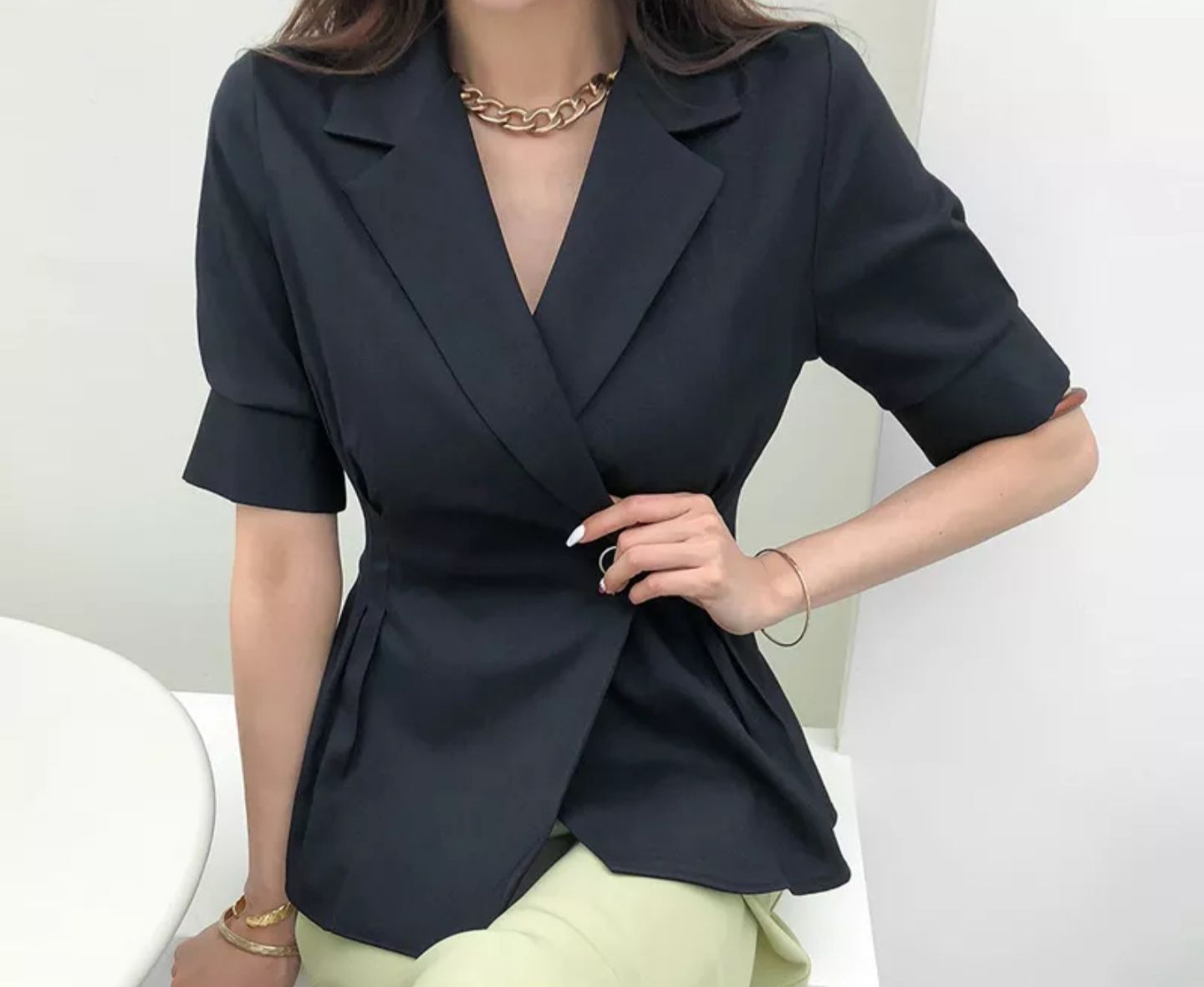 Áo Khoác Vest Blazer Một Nút Dáng Dài Thanh Lịch_[[TẾT-ÁO KIỂU KIỂU NỮ ĐẸP HOT]