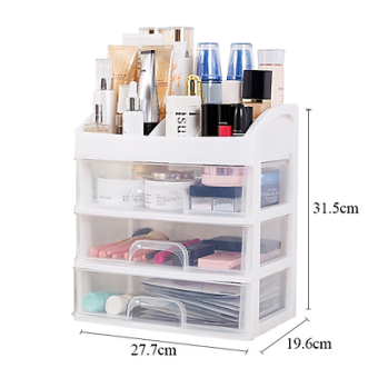 Kệ đựng mỹ phẩm - Kệ mỹ phẩm 4 tầng - Kệ Đựng Mỹ Phẩm 3 Tầng 2 Ngăn Kéo Hộp Đựng Đồ Trang Điểm Makeup Bằng Nhựa Cao Cấp Kệ để son kệ đựng mỹ phẩm nhựa giá để son tiện lợi