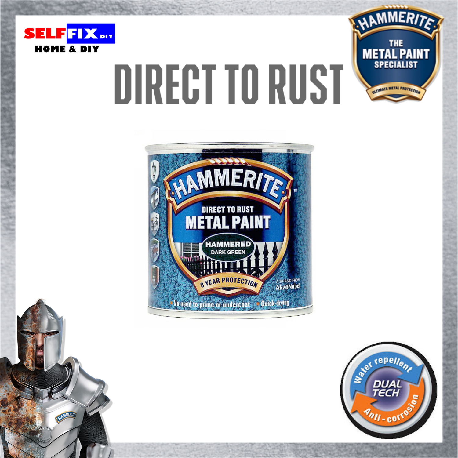 Hammerite Paint 250Ml Direct To Rust, Smooth Finish, Weather - Main Image