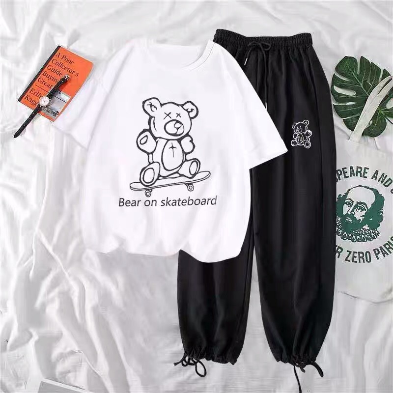 Set áo gấu bear trượt ván kèm quần bom siêu kute