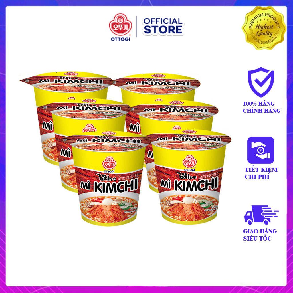 Combo 6 ly mì kim chi ottogi 62gx6