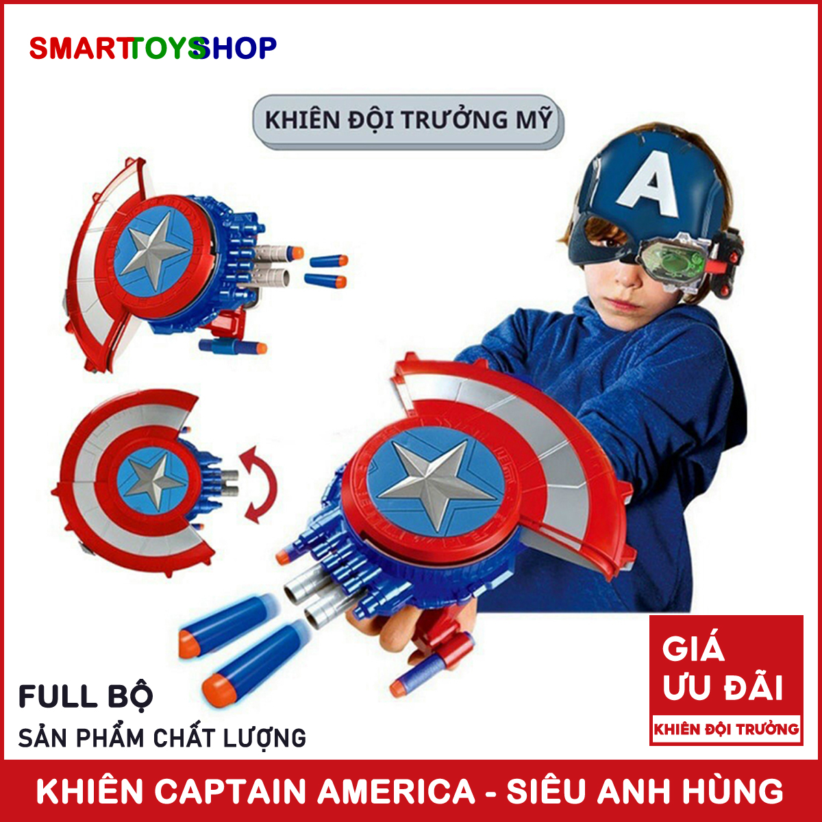 Khiên Captain America khiên đội trưởng Mỹ - đồ chơi siêu anh hùng Marvel Avenger cho bé