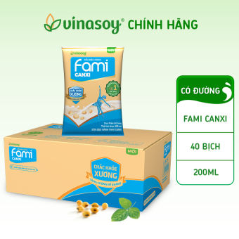 Thùng 40 bịch sữa đậu nành Fami Canxi Nguyên vị (200ml/bịch)