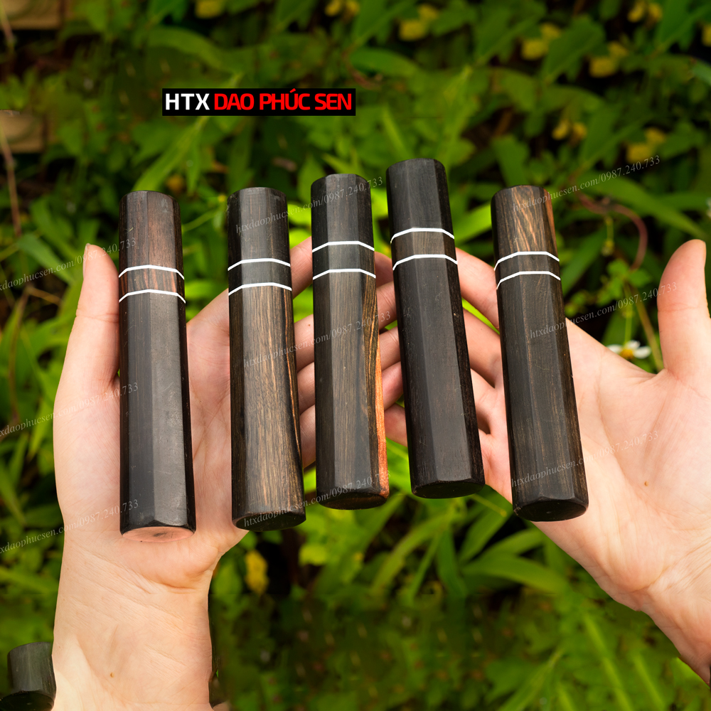 Cán dao nhật bát giác gỗ mun - cn02