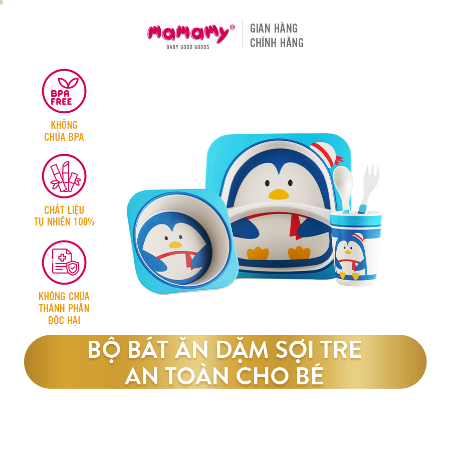 Bộ bát ăn dặm sợi tre, an toàn cho bé