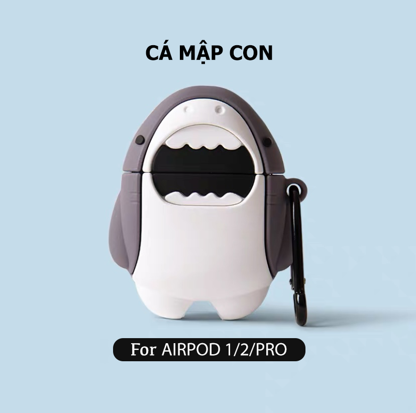 Case Airpods 1/2/pro sillicon hình Cá mập baby, phụ kiện ốp bảo vệ tai nghe không dây Apple Airpods
