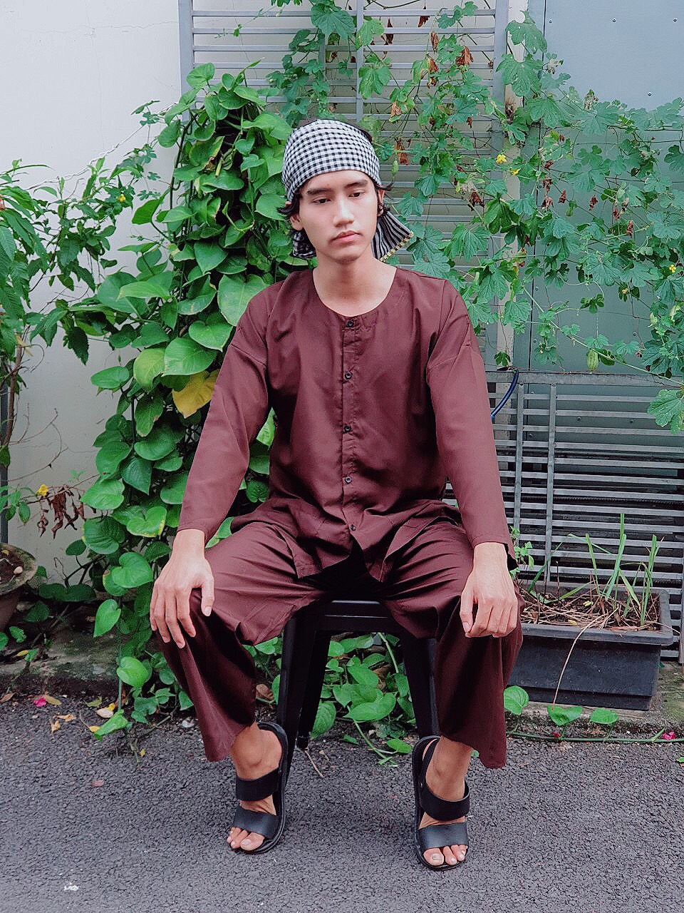 Bộ bà ba nam chất liệu vải cao cấp kèm khăn rằn