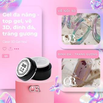 Gel QS đa năng gel vẽ 3D thủy tinh, gel tráng gương, làm dày móng, top bóng 20ml