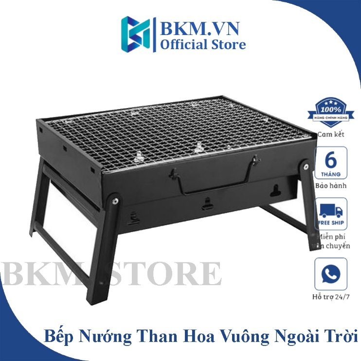 Bếp Nướng Than Hoa Ngoài Trời Gấp Gọn, Bếp Nướng Không Khói Hình Vuông, Bếp Nướng BBQ Mang Theo Du Lịch, Dã ngoại Bằng Chất Liệu Thép Không Gỉ Và Inox Cao Cấp Dễ Dàng Vệ sinh