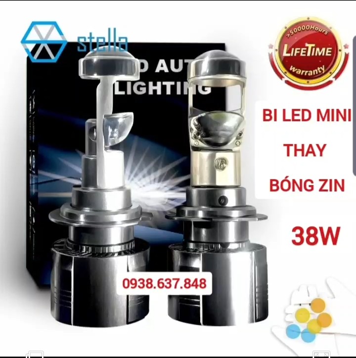 (Video thực tế) 1 Cặp Đèn bi led Mini 38W - trắng 6000k thay cho bóng đèn zin đủ chân: H4, H7, H11, HB3 9005, HB4 9006, 9012