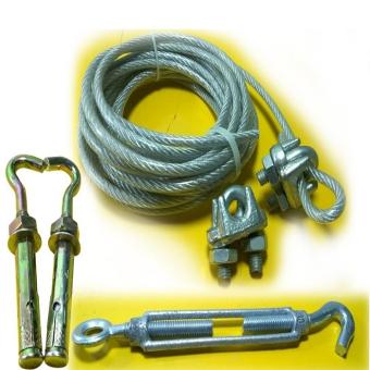 Dây phơi quần áo - Dây cáp thép phơi đồ - Phi 5 DÀI 10m + Tặng kèm 2 khóa cáp, 1 tăng đơ-cáp phơi đồ