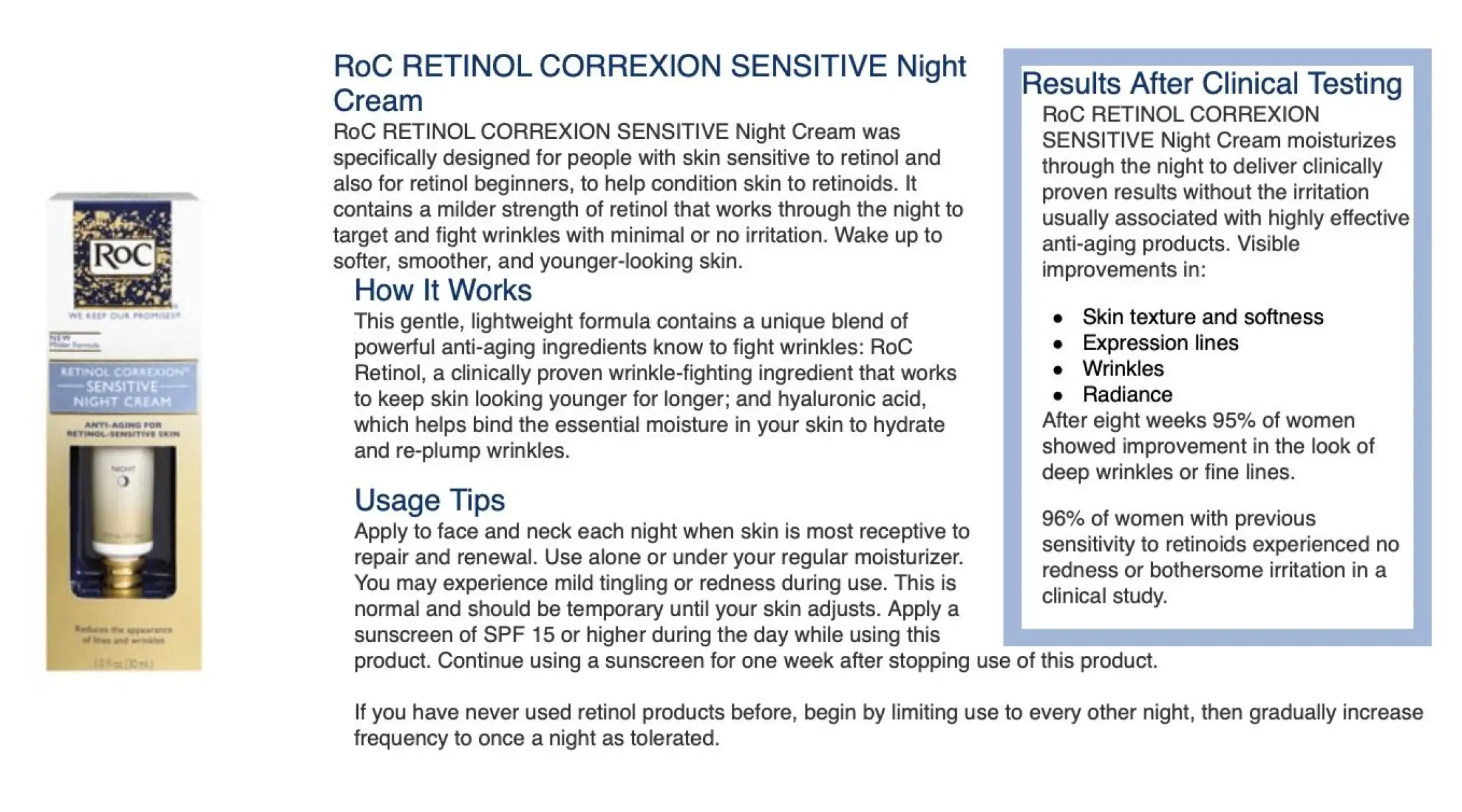 roc retinol correxion sensitive night cream