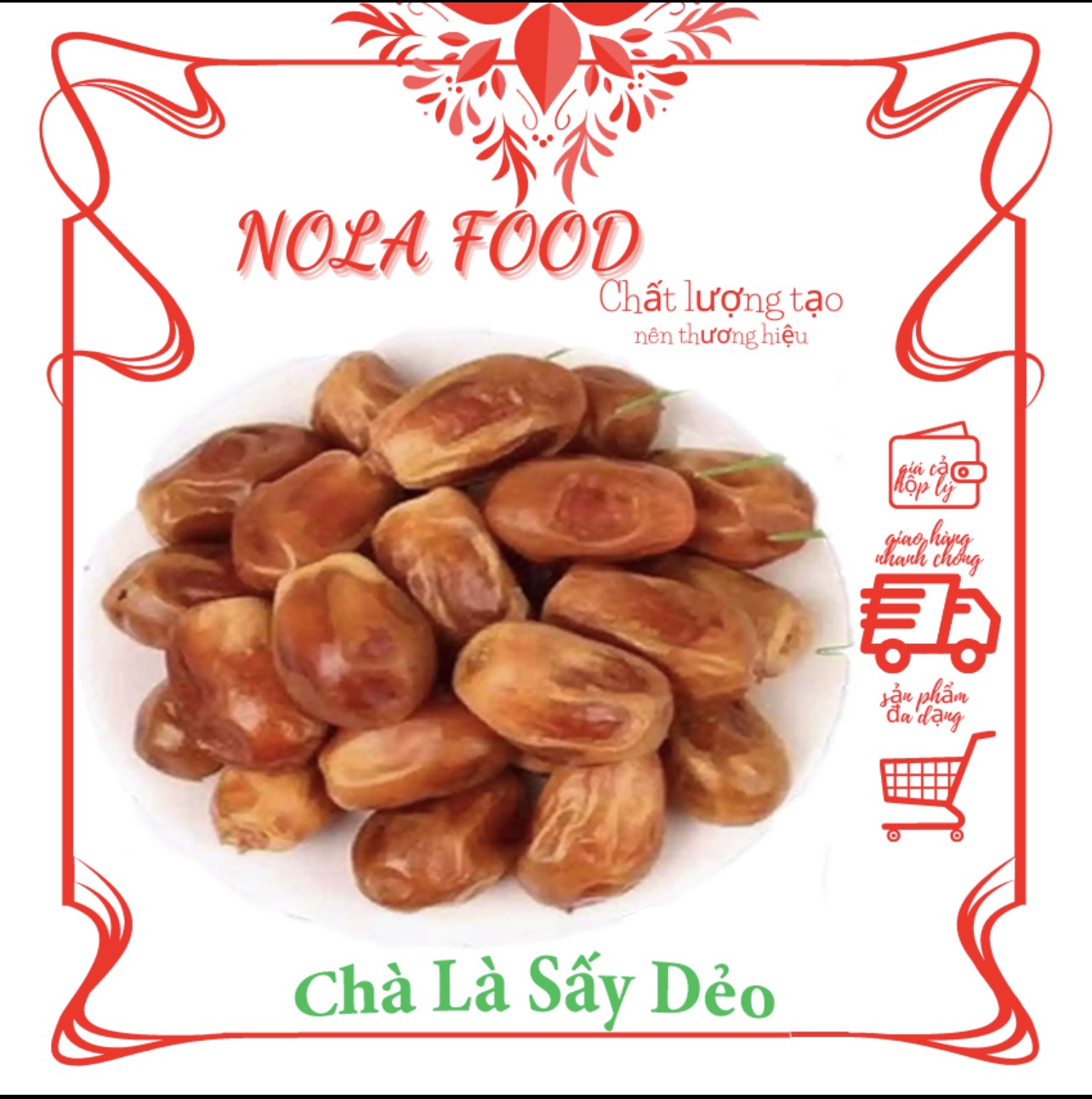 Hộp 500gr Chà Là Khô Ai Cập Sấy Lạnh Dẻo Ngon ( NOLAFOOD )