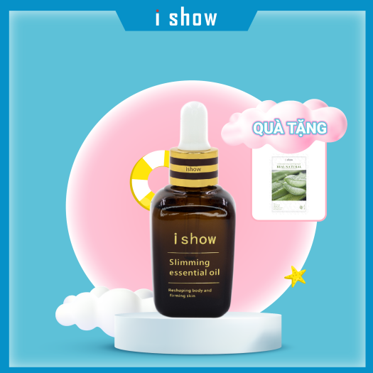 Ishow Tinh dầu tan mỡ bụng hỗ trợ giảm cân chiết xuất tinh dầu quế gừng không gây nóng rát 30ml - Tặng Mặt nạ nha đam