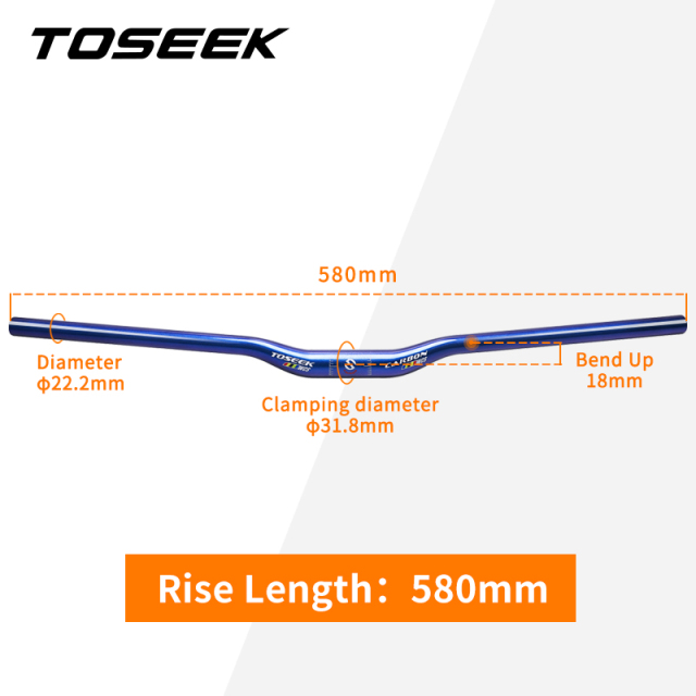 TOSEEK Ghi Đông Carbon WCS Mtb Ghi Đông Xe Đạp Ghi Đông Xe Đạp 31.8Mm X 580Mm-760Mm Tay Lái Màu Xanh