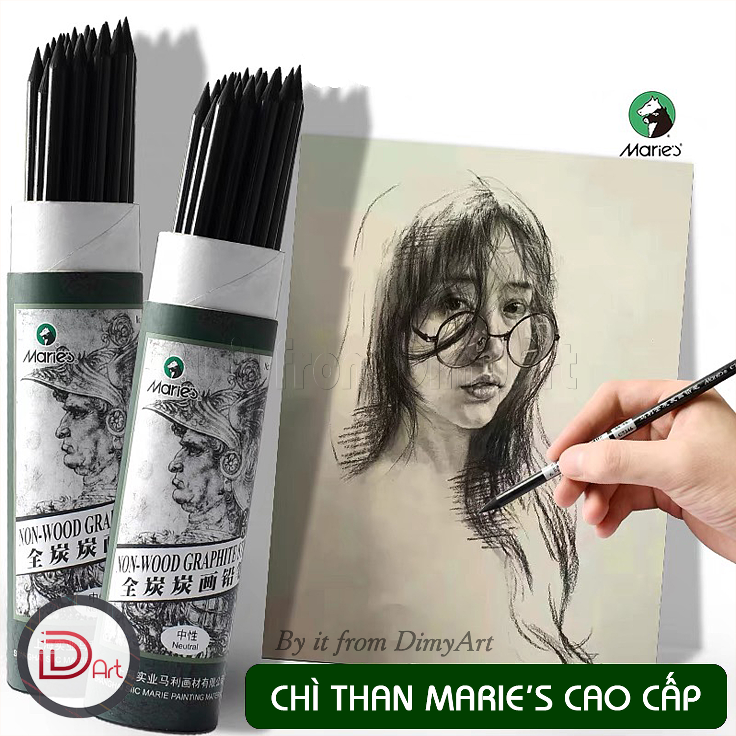 [HCM]Chì than Maries vẽ chân dung tranh tuyền thần