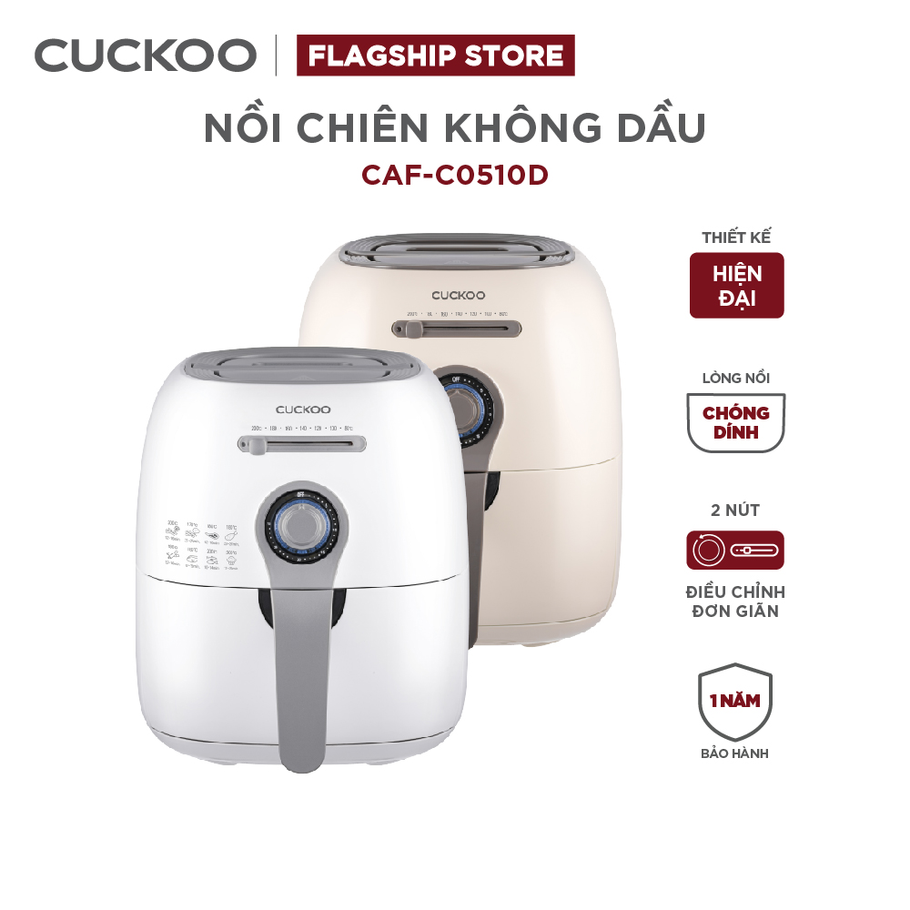 Nồi chiên không dầu Cuckoo 2.9L CAF-C0510DB - Thiết kế nhỏ gọn thời trang - Dễ dàng vệ sinh - Công suất 1400W - Hàng chính hãng Cuckoo Vina