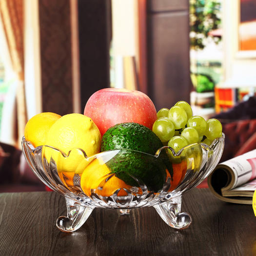 Đĩa Thủy Tinh Cao Cấp Đựng Trái Cây 3 Chân. Khay đựng trái cây. Dĩa để trái cây lớn