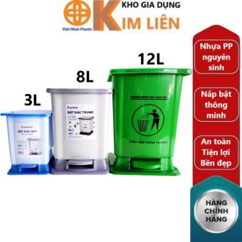 Thùng rác vuông  3L, 8L, 12L nhựa VIỆT NHẬT đạp chân nắp bật - Ruột rời, quai xách - Nhà bếp, văn phòng, vệ sinh - Chính hãng 8040/41/42