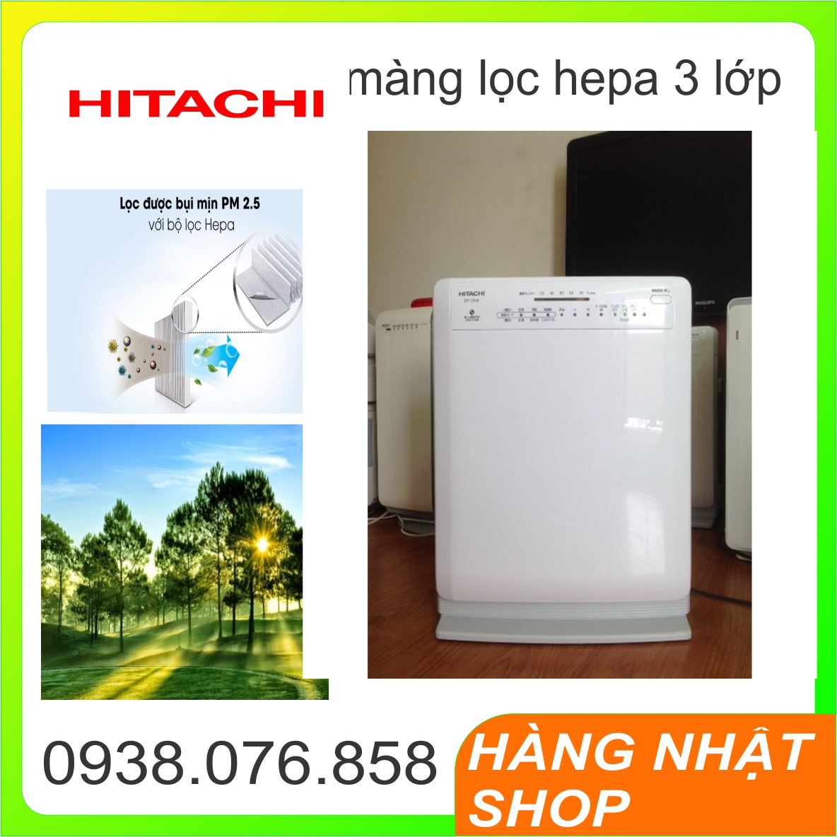 Máy lọc không khí tạo ẩm hitachi ep-ex50 nội địa nhật bù ẩm inverter