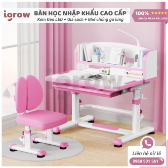 Bàn học thông minh cho bé mã R8 nâng cấp BIG SIZE Tặng CHỐNG CẰM + Giá sách + ghế chống gù