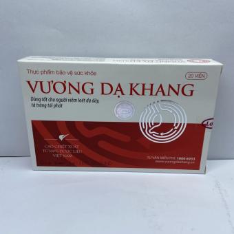 Vương Dạ Khang -  tốt cho người viêm loét vùng hang vị, viêm loét dạ dày - Hộp 20 viên