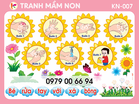 Decal mầm non - 7 bước rửa tay kn 007