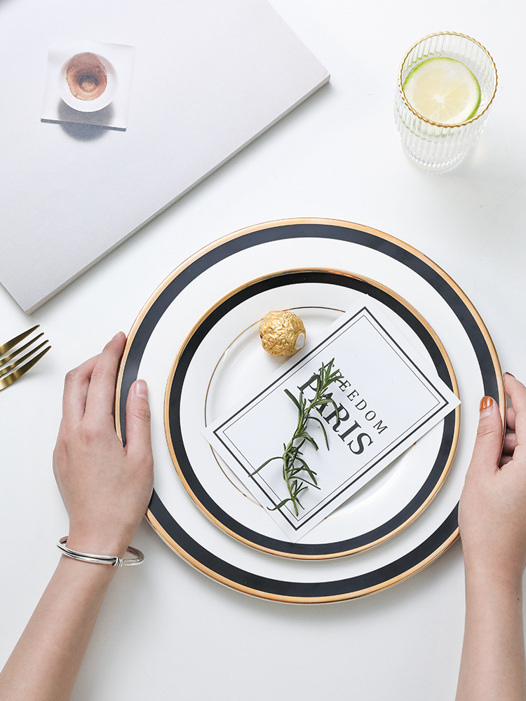 Gambar Phnom Penh White Ceramic Western Plate Simple Creative Restaurant Steak Plate Round Home Breakfast Plate Pasta Plate