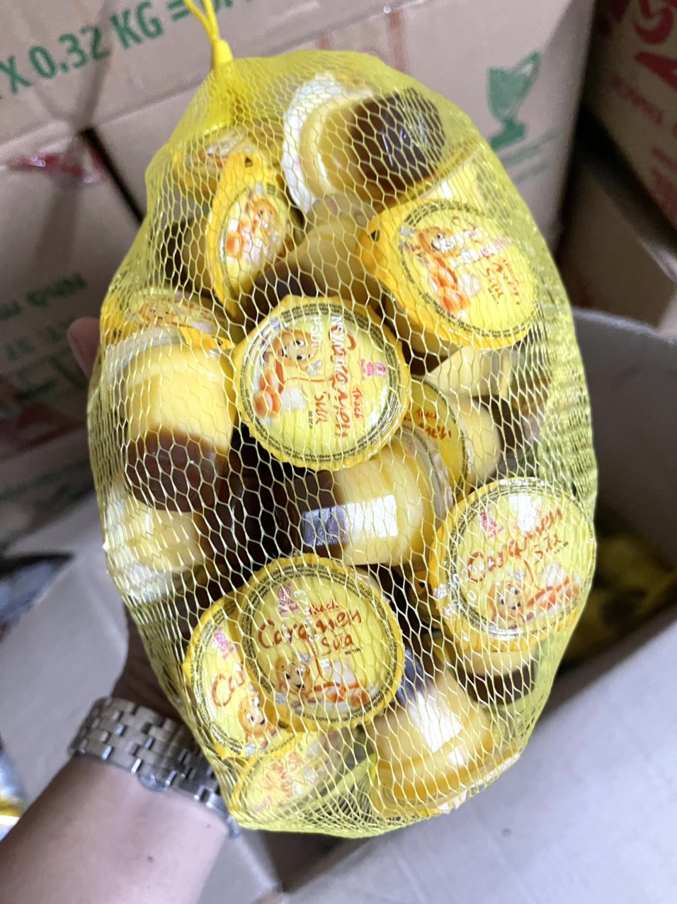 Thạch caramen đức hạnh túi lưới 700g date mới