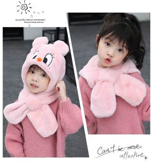 Mũ len Gấu Kèm Khăn Nhung MSG03 rất ấm cho bé đội mùa đông bảo vệ, giữ ấm đầu và cổ cho bé dưới 5 tuổi