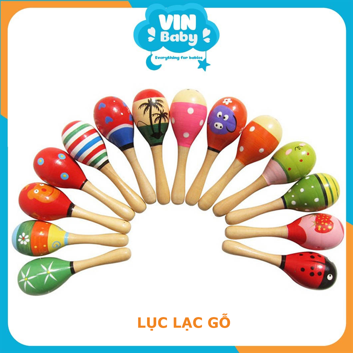 Lục lạc gỗ - đồ chơi lục lạc xúc xắc gỗ đâu tròn cho bé luyện tập khả năng cầm nắm - bamboo's