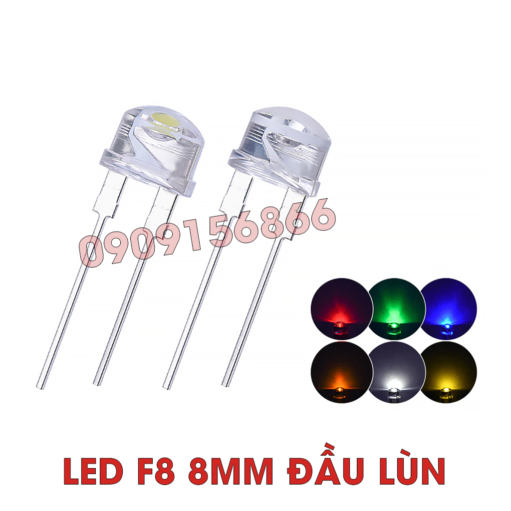 Đèn led f8 8mm lùn