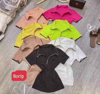Áo kiểu polo cổ bẻ viền cổ màu trơn cực xinh , chất tun bozip dày dặn ( ảnh thật )