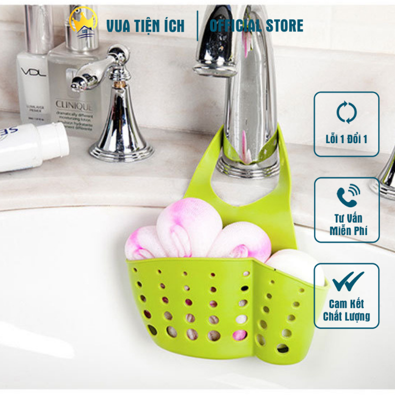 Giỏ đơn treo vòi nước, giỏ silicon treo vòi rửa có móc treo đựng đồ rửa bát