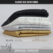 Premium Silk Satin Fabric in Black, White, Silver, Gold (Per Yard)