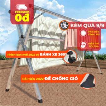 Sào Phơi Quần Áo THÔNG MINH 2021 CÓ BÁNH XE Cải Tiến Phanh. Tặng kèm 20 Món Phụ Kiện. Loại Giàn, Giá Gấp Gọn, Cây Treo Đồ INOX Bền Bỉ