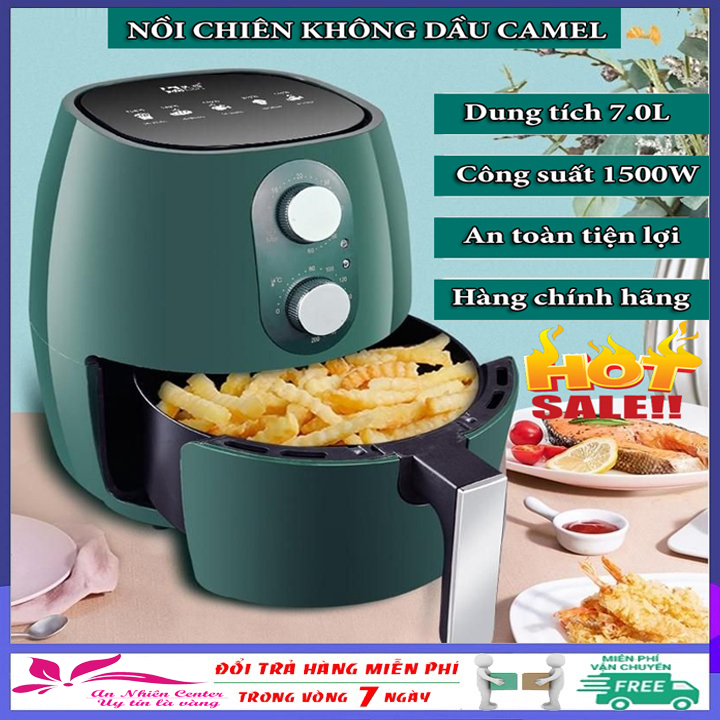 [Hàng nhập] Nồi chiên không dầu CAMEL 7 lít, công suất 1500W, Bảo hành 12 tháng - Noi chien khong dau, nồi chiên không khí, bếp chiên không khí tiết kiệm điện năng, siêu bền, an toàn, tiện dụng