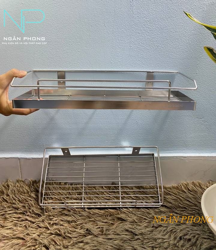 Kệ đựng gia vị treo tường 1 tầng inox 304