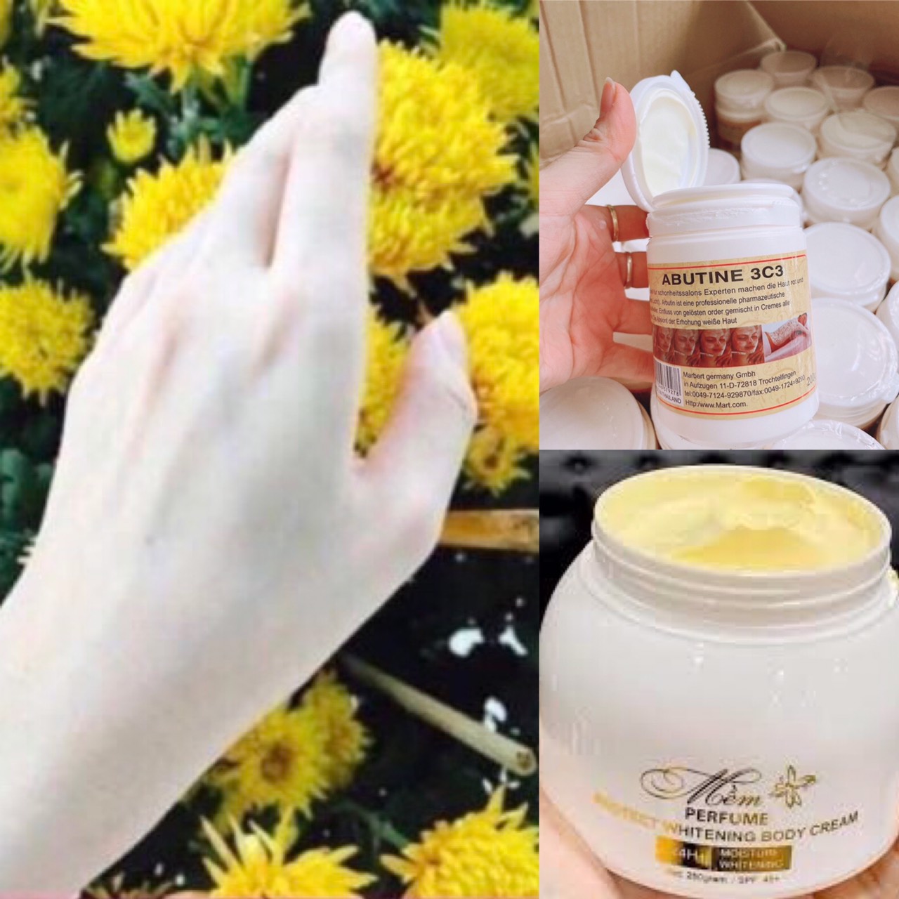 Combo siêu trắng kem body mềm 250g + 1 hộp siêu kích trắng abutin 3c3 thái lan 100g