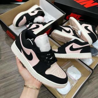 Giày sneaker Jordan 1 Nữ Cổ Thấp Đen Hồng Low Black Guava Ice (W) Da Nhăn Full box Bill