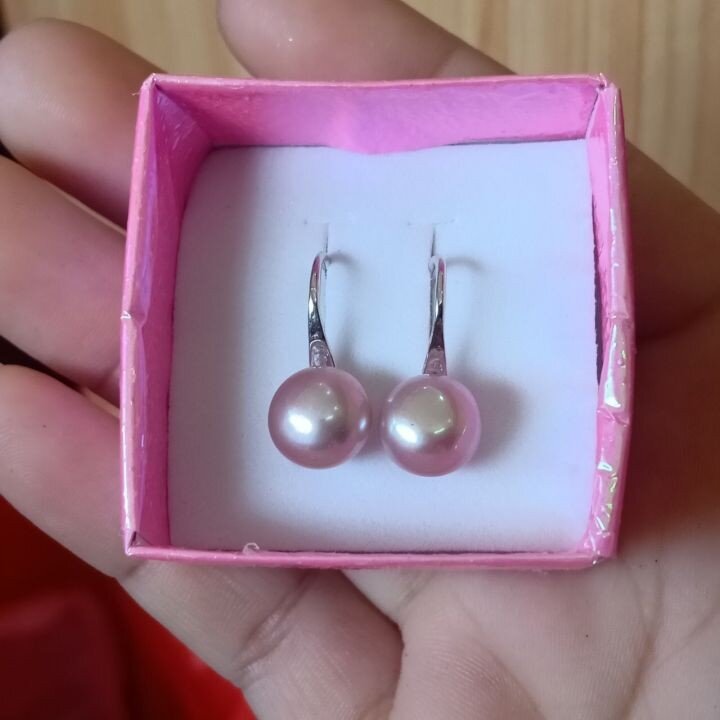 Hoa tai ngọc trai thật kiểu móc ngọc 9mm