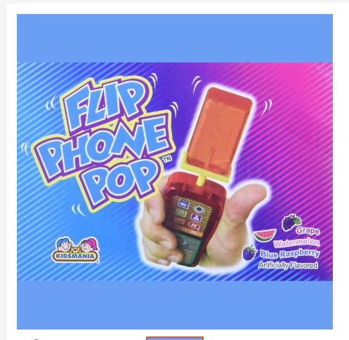 Lẻ 1 chiếc kẹo mút đồ chơi điện thoại flip phone pop mỹ hot hit 30gr