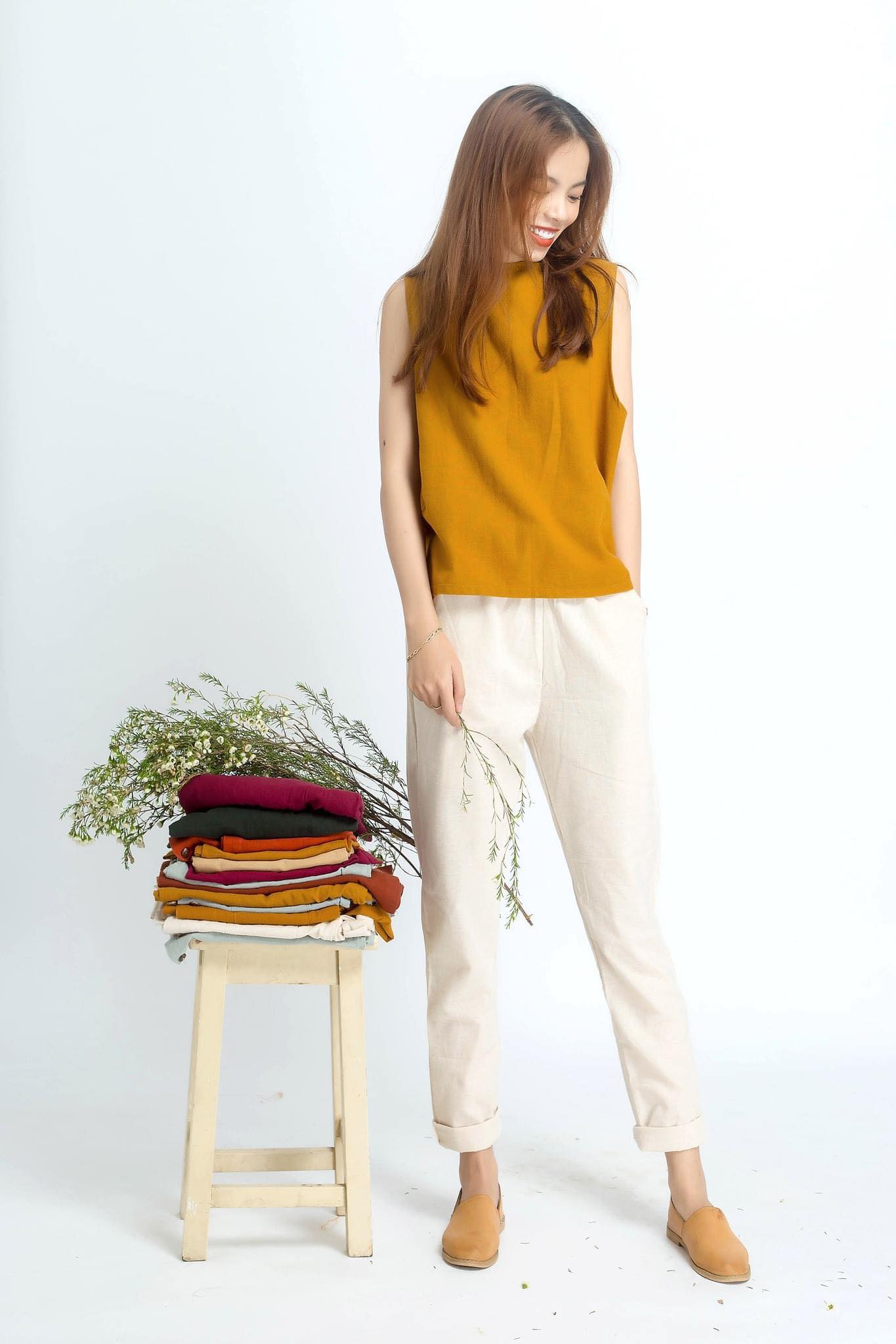 Mori - quần baggy linen