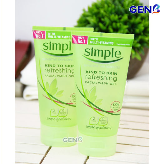 Bộ Sản Phẩm Chăm Sóc Da Simple Skincare CHÍNH HÃNG- Sữa Rửa Mặt Simple Da Dầu Mụn, Srm Da Khô, Nước Tẩy Trang, Nước Hoa Hồng Toner Simple cho Da hỗn hợp/nhạy cảm, Kem Dưỡng Ẩm Da Mặt, Tẩy Tế Bào Chết, Combo Simple Mỹ Phẩm GENB