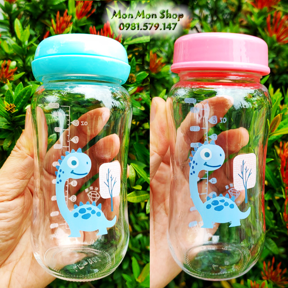Bình trữ sữa, bình đựng sữa mẹ thủy tinh 180ml/ 240ml tương thích Avent/ Spectra cổ rộng có thể gắn thêm núm ti