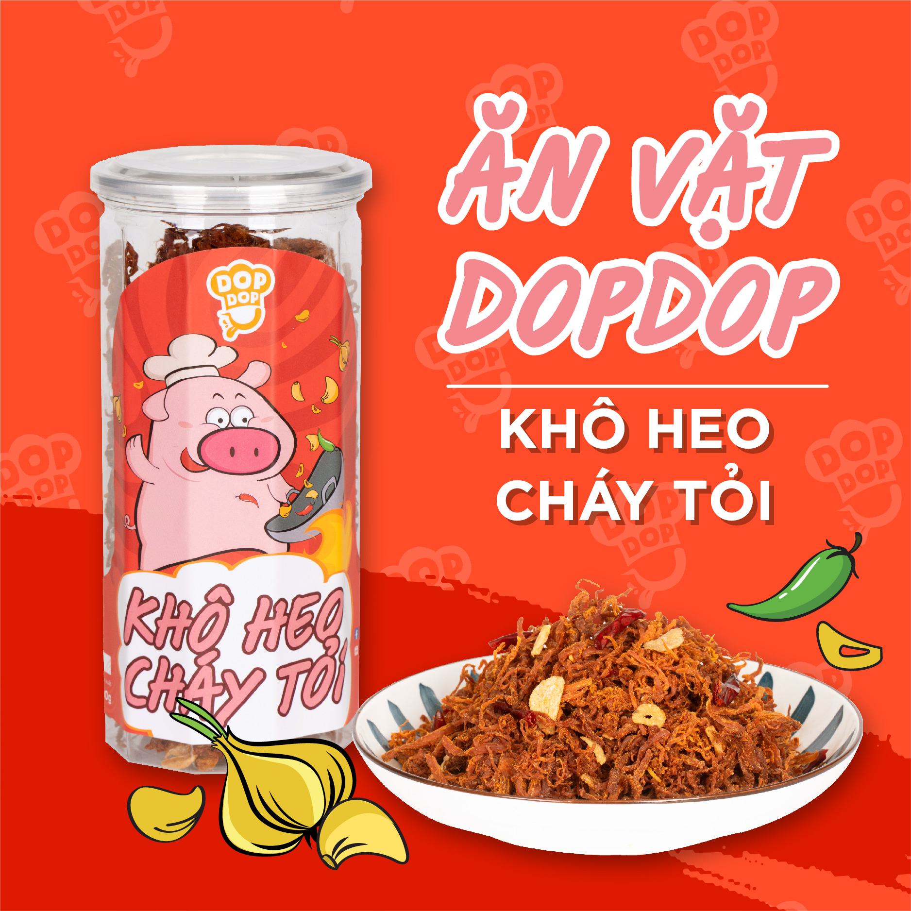 Khô heo cháy tỏi ngon rẻ ăn vặt dopdop 300g
