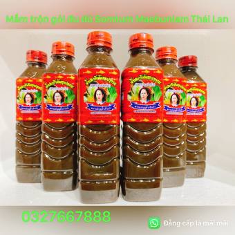 Nước mắm Thái Lan làm gỏi đu đủ ba khía, Sốt Trộn Gỏi Tôm Cua Thái Chua Cay Maebunlam 400ml